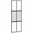 vidaXL fekete edzett üveg tolóajtó fémszerelék szettel 76x205 cm