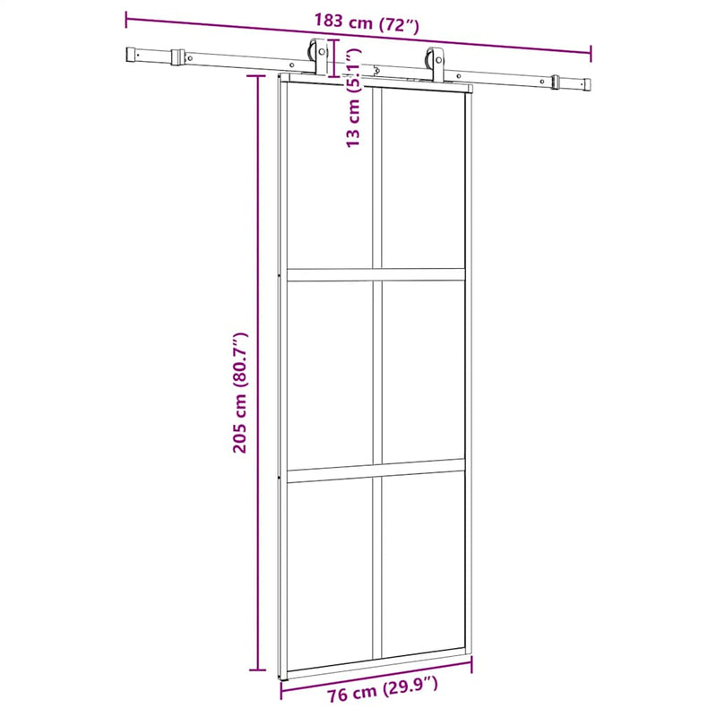 vidaXL fekete edzett üveg tolóajtó fémszerelék szettel 76x205 cm