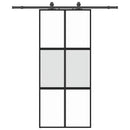 vidaXL fekete edzett üveg tolóajtó fémszerelék szettel 90x205 cm