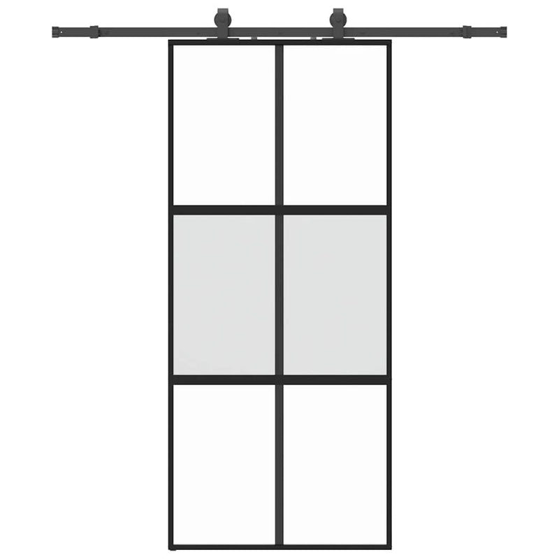 vidaXL fekete edzett üveg tolóajtó fémszerelék szettel 90x205 cm