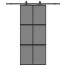 vidaXL fekete edzett üveg tolóajtó fémszerelék szettel 90x205 cm
