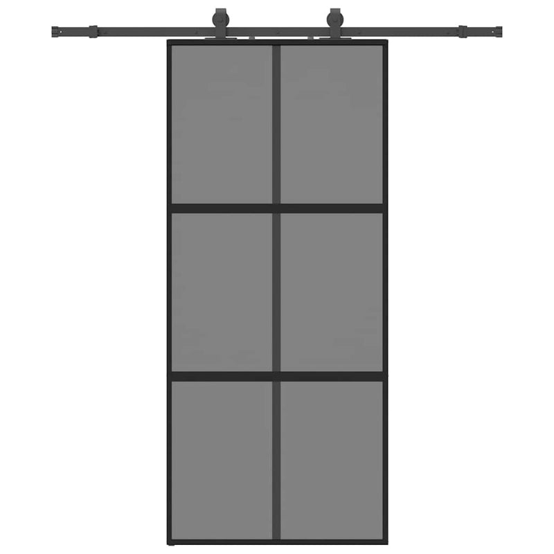 vidaXL fekete edzett üveg tolóajtó fémszerelék szettel 90x205 cm