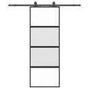 vidaXL fekete edzett üveg tolóajtó fémszerelék szettel 76x205 cm