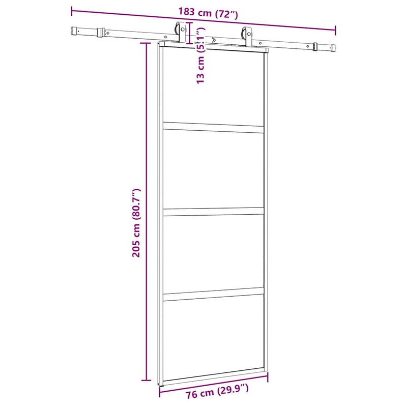 vidaXL fekete edzett üveg tolóajtó fémszerelék szettel 76x205 cm