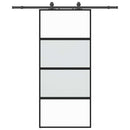 vidaXL fekete edzett üveg tolóajtó fémszerelék szettel 90x205 cm