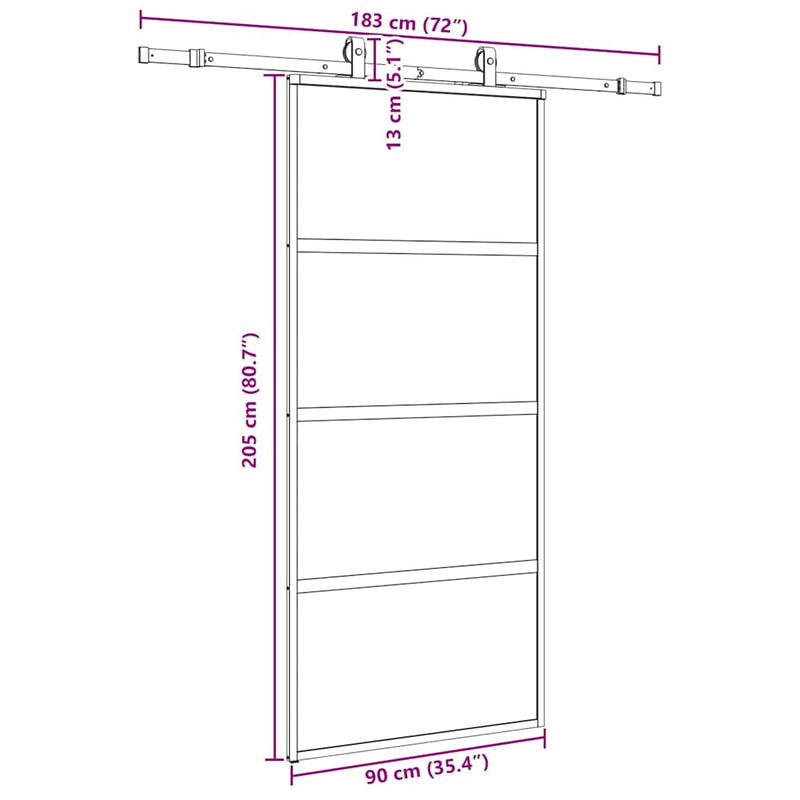 vidaXL fekete edzett üveg tolóajtó fémszerelék szettel 90x205 cm