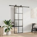 vidaXL fekete edzett üveg tolóajtó fémszerelék szettel 76x205 cm