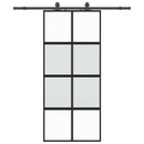 vidaXL fekete edzett üveg tolóajtó fémszerelék szettel 90x205 cm