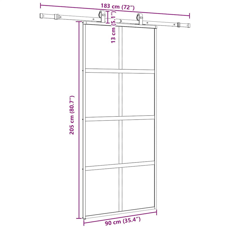 vidaXL fekete edzett üveg tolóajtó fémszerelék szettel 90x205 cm