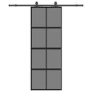 vidaXL fekete edzett üveg tolóajtó fémszerelék szettel 76x205 cm