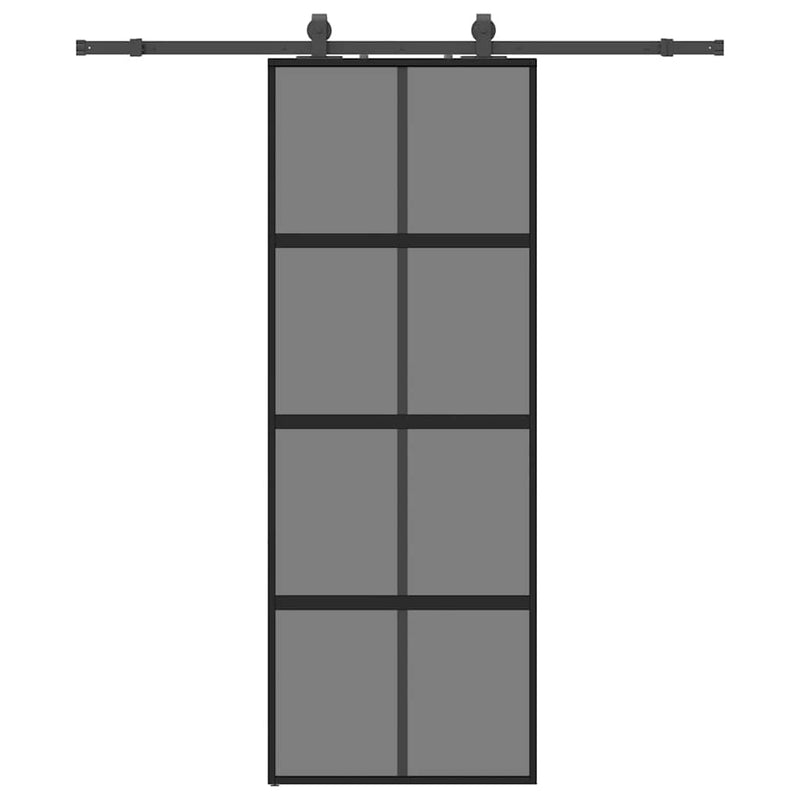 vidaXL fekete edzett üveg tolóajtó fémszerelék szettel 76x205 cm