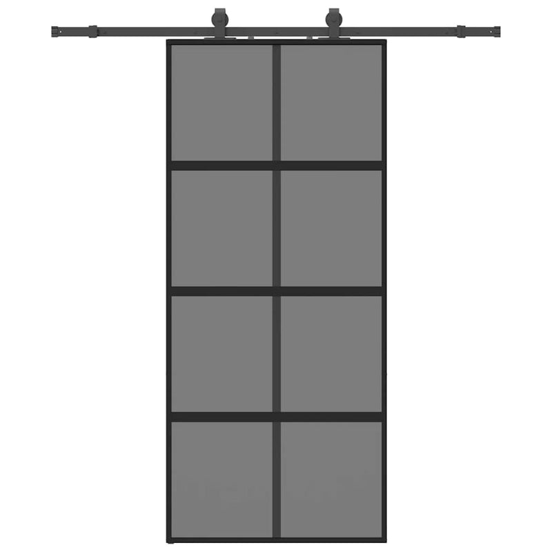 vidaXL fekete edzett üveg tolóajtó fémszerelék szettel 90x205 cm
