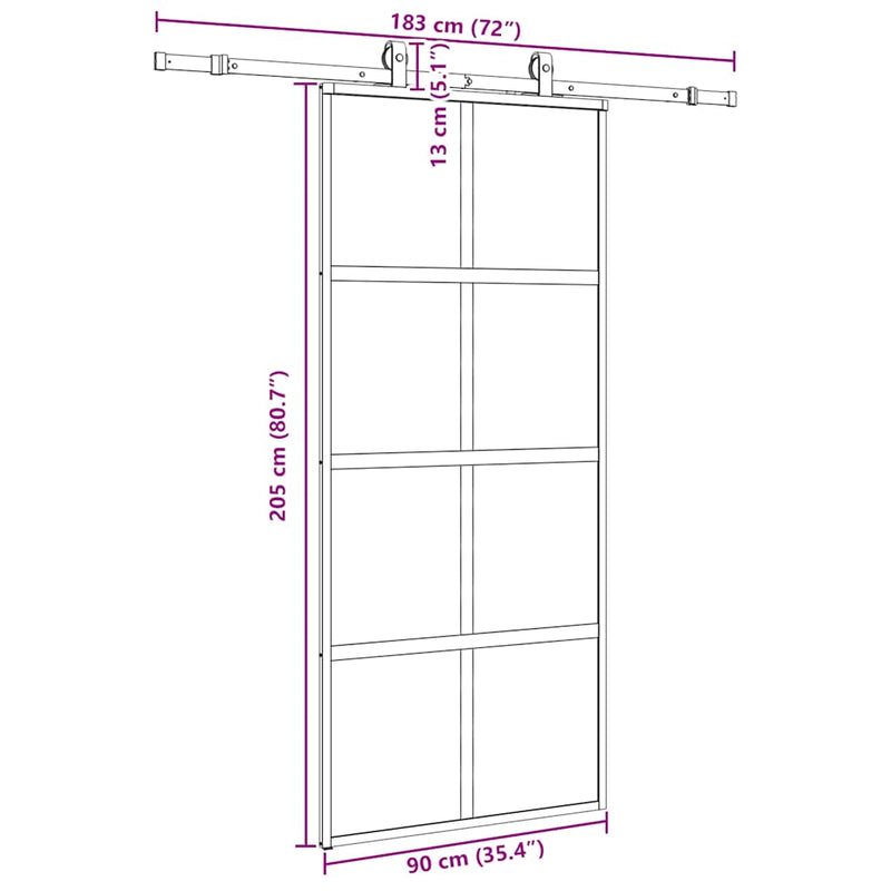vidaXL fekete edzett üveg tolóajtó fémszerelék szettel 90x205 cm