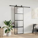 vidaXL fekete edzett üveg tolóajtó fémszerelék szettel 76x205 cm
