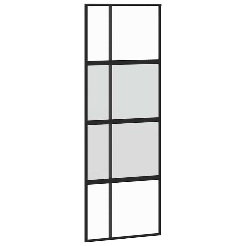 vidaXL fekete edzett üveg tolóajtó fémszerelék szettel 76x205 cm