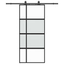 vidaXL fekete edzett üveg tolóajtó fémszerelék szettel 90x205 cm