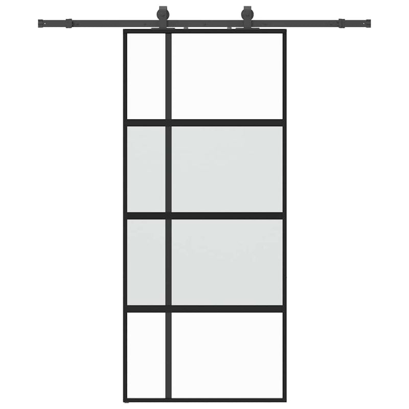vidaXL fekete edzett üveg tolóajtó fémszerelék szettel 90x205 cm