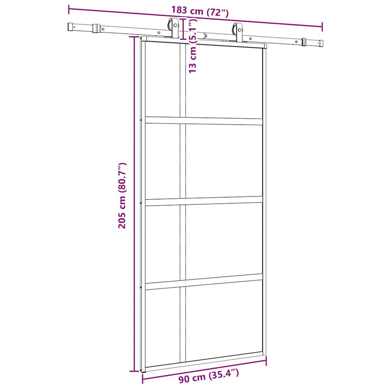 vidaXL fekete edzett üveg tolóajtó fémszerelék szettel 90x205 cm