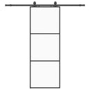 vidaXL fekete ESG üveg tolóajtó fémszerelvény-szettel 76x205 cm