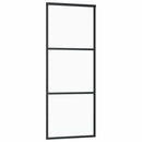 vidaXL fekete ESG üveg tolóajtó fémszerelvény-szettel 76x205 cm