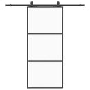 vidaXL fekete ESG üveg tolóajtó fémszerelvény-szettel 90x205 cm