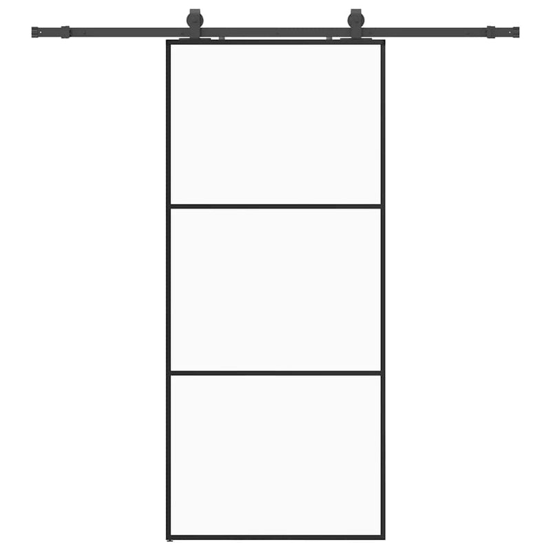 vidaXL fekete ESG üveg tolóajtó fémszerelvény-szettel 90x205 cm