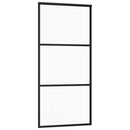 vidaXL fekete ESG üveg tolóajtó fémszerelvény-szettel 90x205 cm