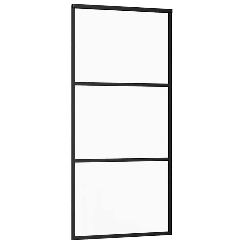 vidaXL fekete ESG üveg tolóajtó fémszerelvény-szettel 90x205 cm