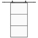 vidaXL fekete ESG üveg tolóajtó fémszerelvény-szettel 102x205 cm