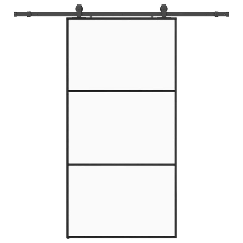 vidaXL fekete ESG üveg tolóajtó fémszerelvény-szettel 102x205 cm