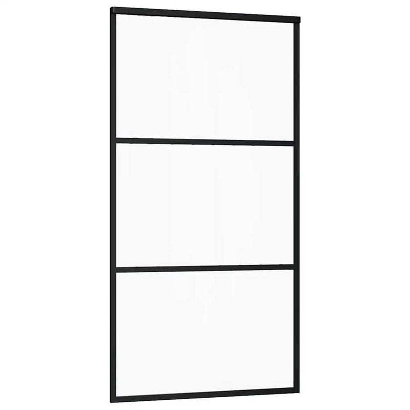 vidaXL fekete ESG üveg tolóajtó fémszerelvény-szettel 102x205 cm