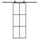 vidaXL fekete ESG üveg tolóajtó fémszerelvény-szettel 76x205 cm