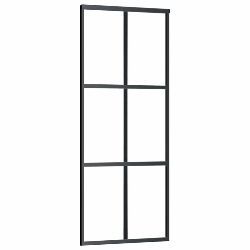 vidaXL fekete ESG üveg tolóajtó fémszerelvény-szettel 76x205 cm