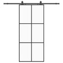 vidaXL fekete ESG üveg tolóajtó fémszerelvény-szettel 90x205 cm