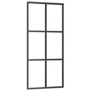 vidaXL fekete ESG üveg tolóajtó fémszerelvény-szettel 90x205 cm