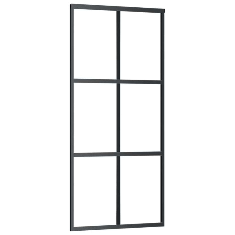 vidaXL fekete ESG üveg tolóajtó fémszerelvény-szettel 90x205 cm