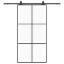 vidaXL fekete ESG üveg tolóajtó fémszerelvény-szettel 102x205 cm