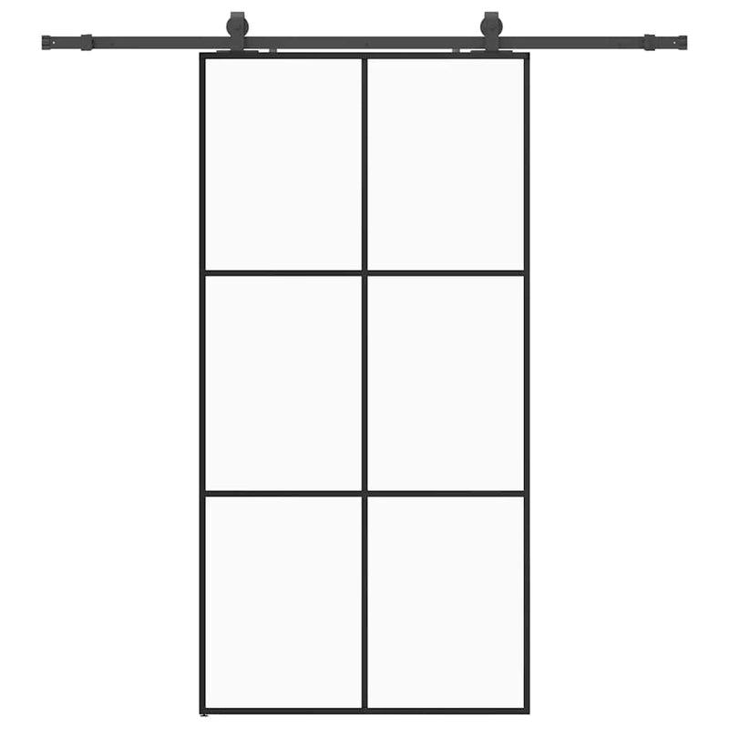 vidaXL fekete ESG üveg tolóajtó fémszerelvény-szettel 102x205 cm