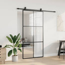 vidaXL fekete ESG üveg tolóajtó fémszerelvény-szettel 102x205 cm