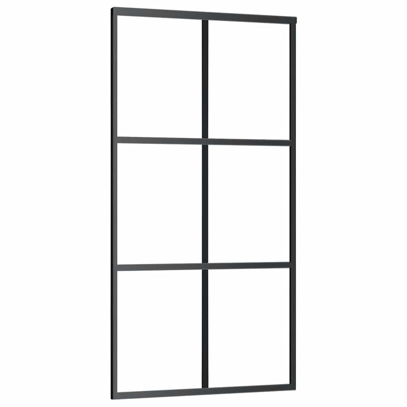 vidaXL fekete ESG üveg tolóajtó fémszerelvény-szettel 102x205 cm