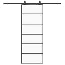 vidaXL fekete ESG üveg tolóajtó fémszerelvény-szettel 76x205 cm