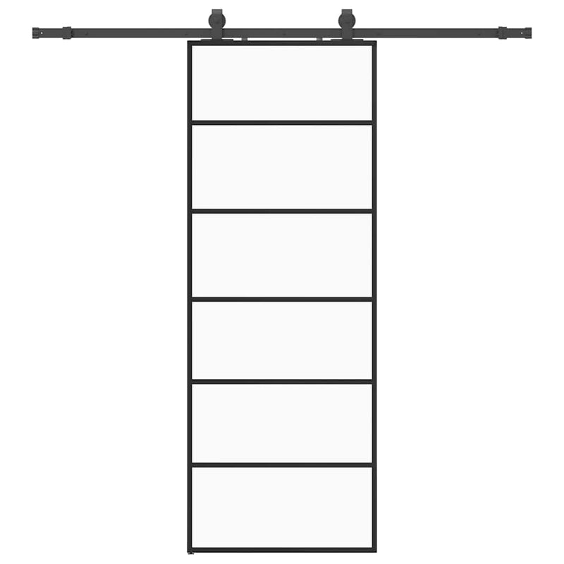 vidaXL fekete ESG üveg tolóajtó fémszerelvény-szettel 76x205 cm