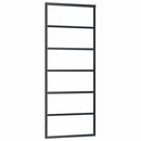 vidaXL fekete ESG üveg tolóajtó fémszerelvény-szettel 76x205 cm