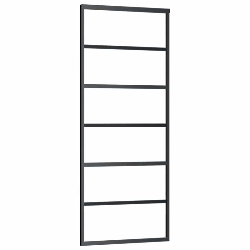vidaXL fekete ESG üveg tolóajtó fémszerelvény-szettel 76x205 cm