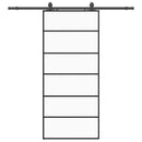 vidaXL fekete ESG üveg tolóajtó fémszerelvény-szettel 90x205 cm