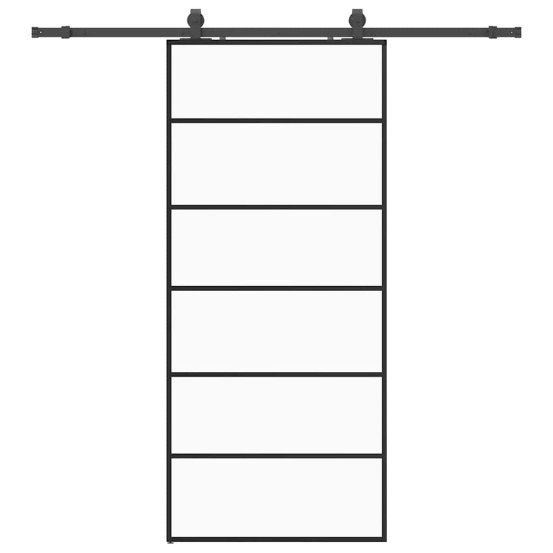 vidaXL fekete ESG üveg tolóajtó fémszerelvény-szettel 90x205 cm