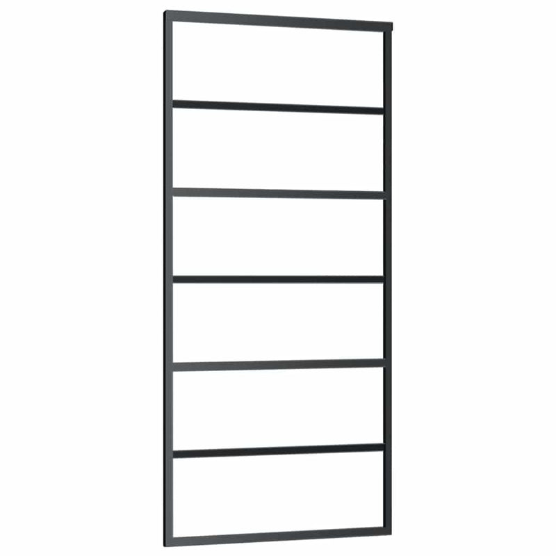 vidaXL fekete ESG üveg tolóajtó fémszerelvény-szettel 90x205 cm
