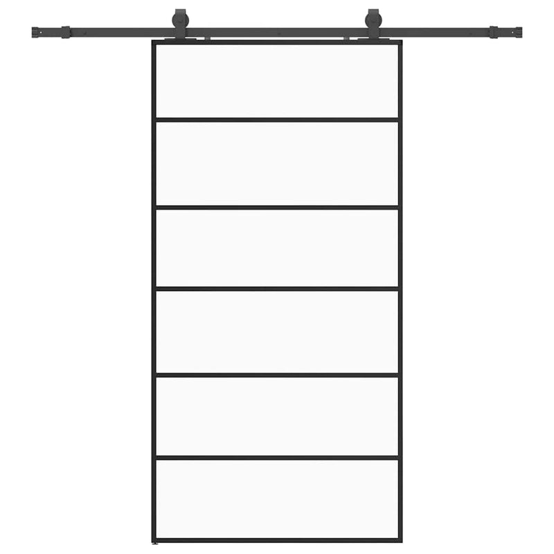 vidaXL fekete ESG üveg tolóajtó fémszerelvény-szettel 102x205 cm