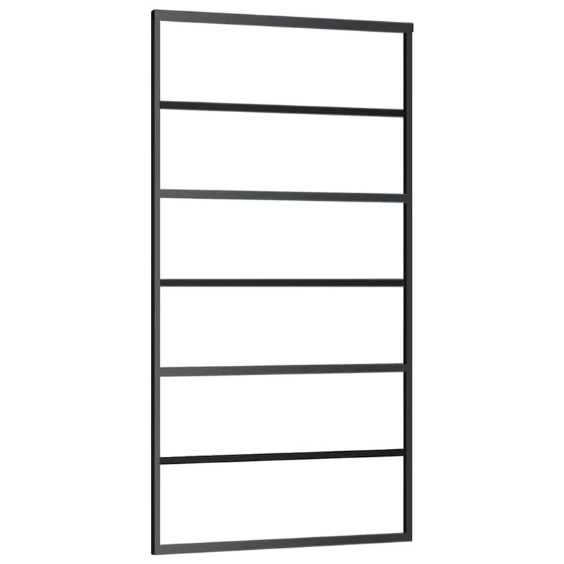vidaXL fekete ESG üveg tolóajtó fémszerelvény-szettel 102x205 cm