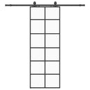 vidaXL fekete ESG üveg tolóajtó fémszerelvény-szettel 76x205 cm